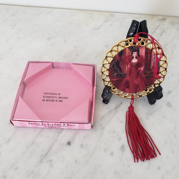 1996 Enesco Barbie Scarlett O'Hara Porcelain Christmas Ornament Gone with Wind - Picture 7 of 9